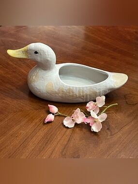 Vintage Louisville Stoneware Duck Planter 13" Mallard Hand Painted KY Pottery